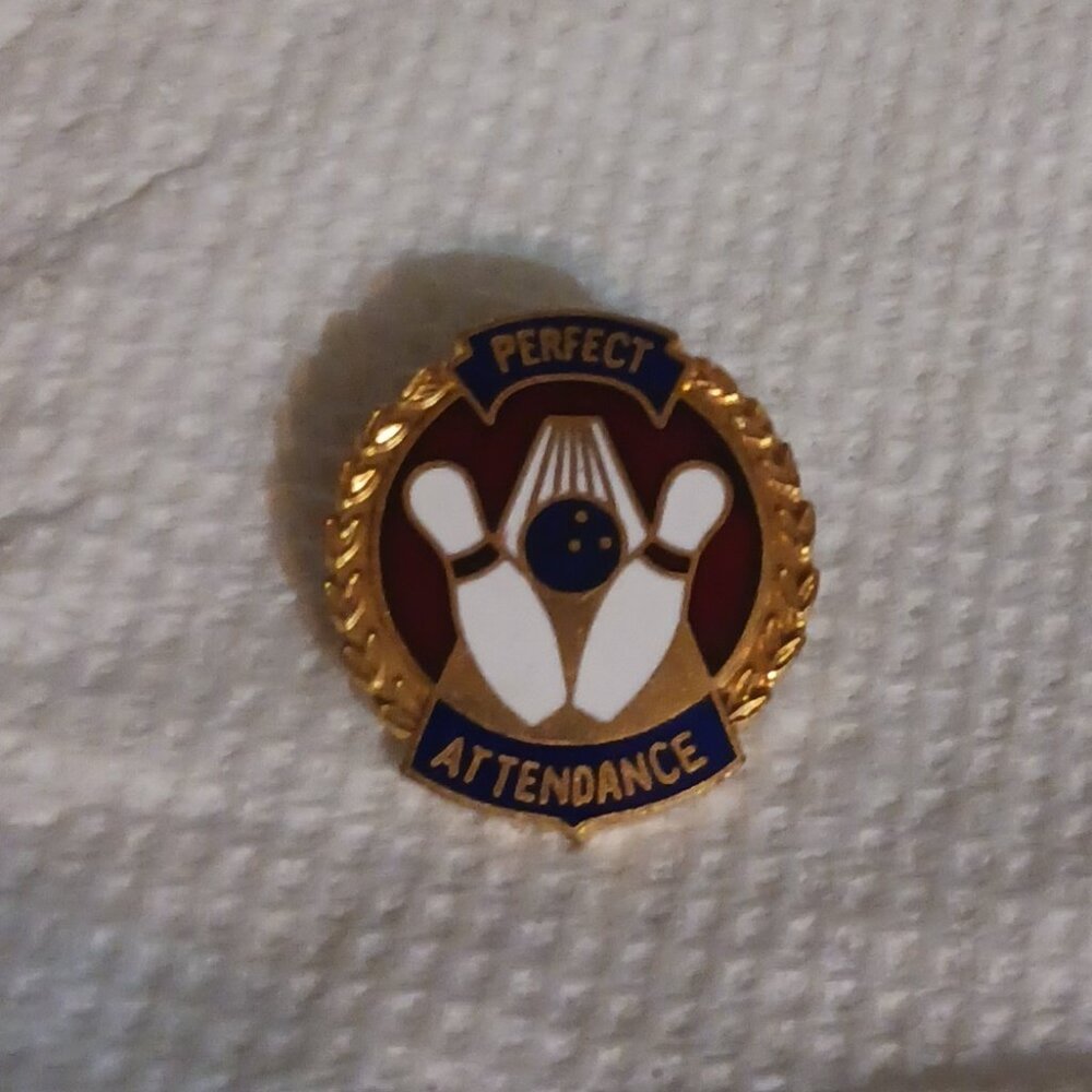 Vintage 1980s Perfect Attendance Bowling Lapel Collectible Pin - Picture 7 of 9